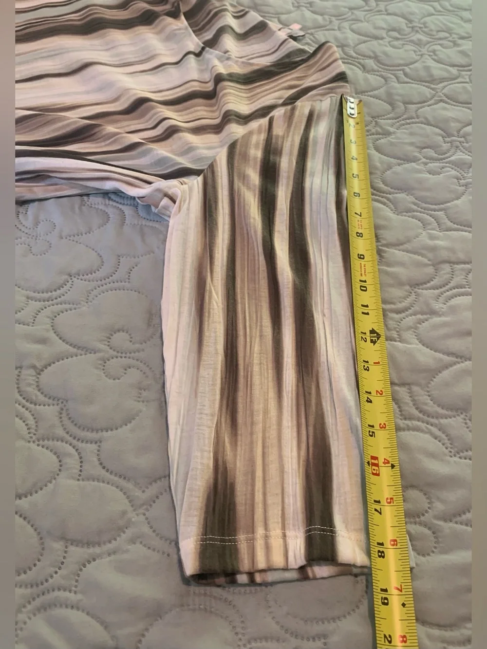 Chico's Abstract Watercolor Striped Blouse Top 3 / XL 3/4 Sleeve Cozy Knit - Picture 10 of 12